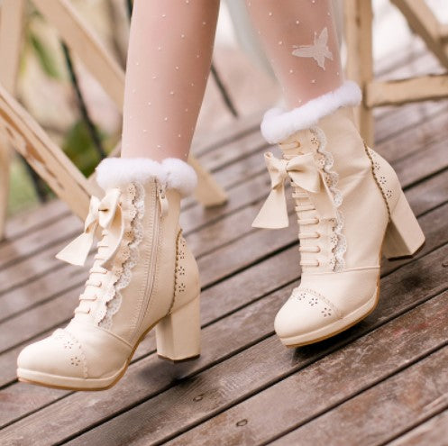 Lolita Shoes, Snow Boots, Japanese Sweet Short Boots
