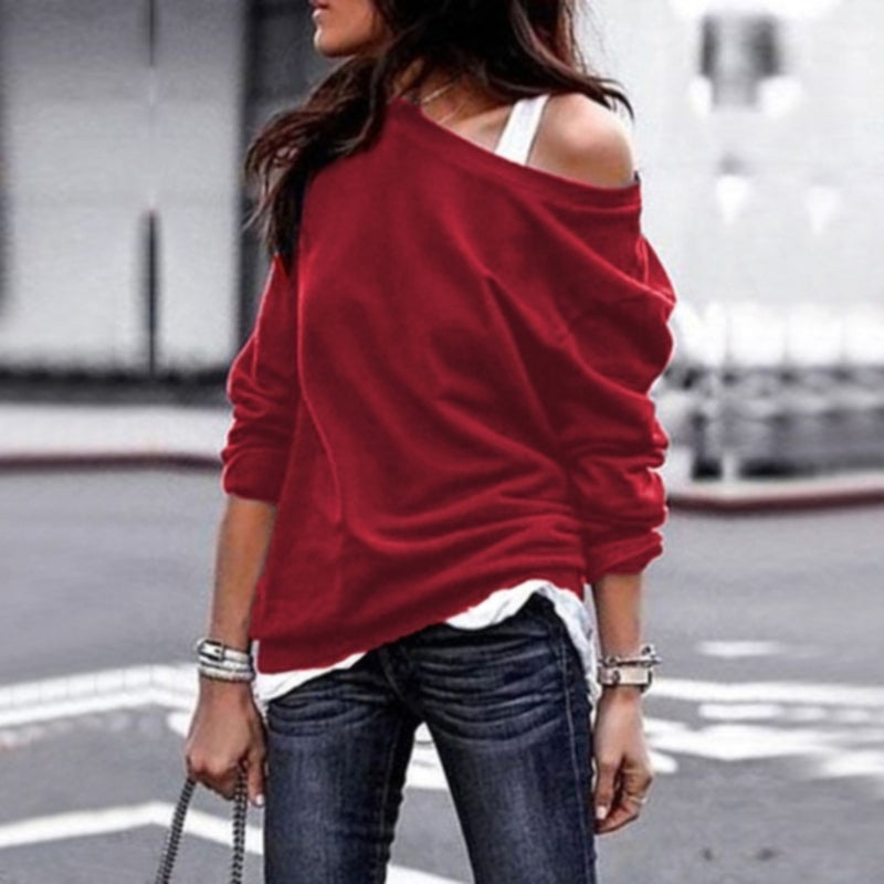Women's Off-Shoulder Long Sleeve Casual T-Shirt - Urban Pulse Life