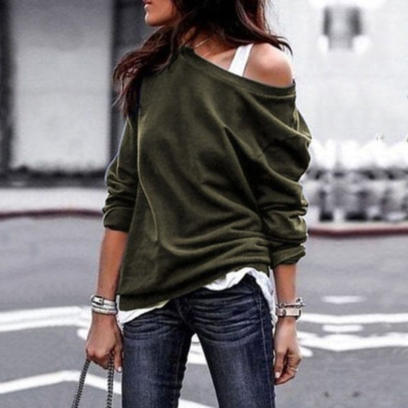 Women's Off-Shoulder Long Sleeve Casual T-Shirt - Urban Pulse Life