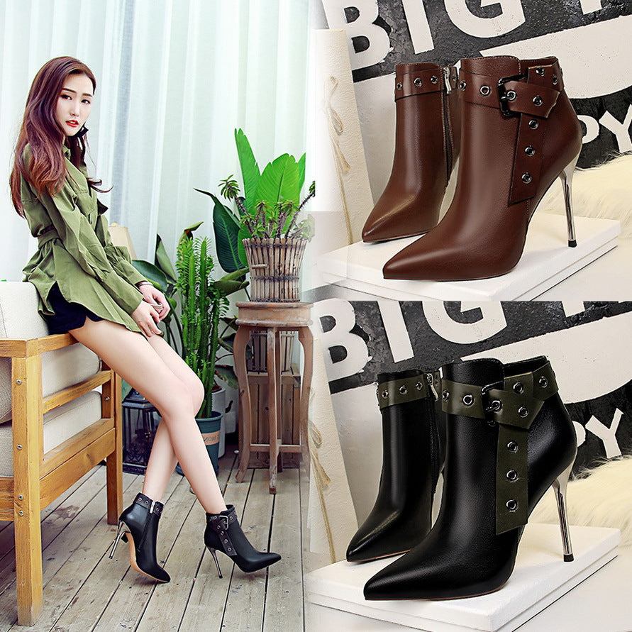 Vintage Knight Boots, Ankle Boots, Stiletto Heels
