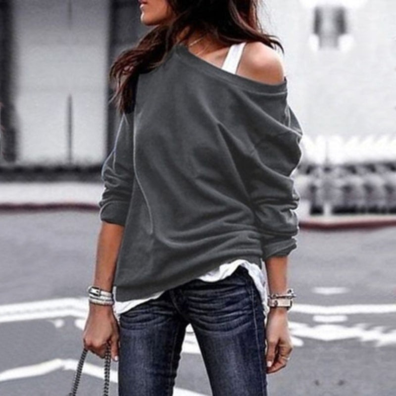 Women's Off-Shoulder Long Sleeve Casual T-Shirt - Urban Pulse Life