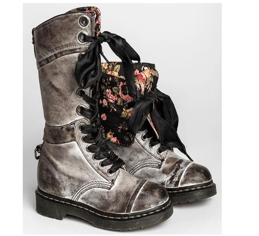 Mid-Calf Boots with Cross Straps, Martin Boots