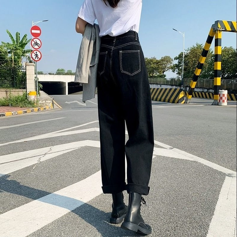 Trendy Slim Loose Fit Ladies Street Jeans - Urban Pulse Life