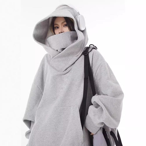 Loose High Collar Fleece Lined Hoodie - Urban Pulse