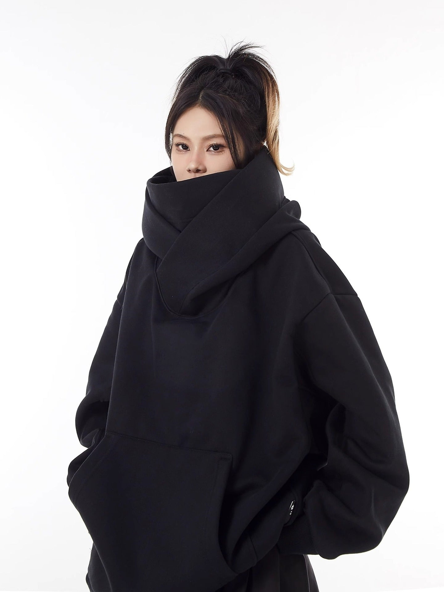 Loose High Collar Fleece Lined Hoodie - Urban Pulse