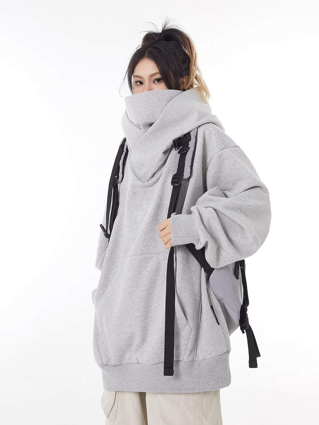 Loose High Collar Fleece Lined Hoodie - Urban Pulse