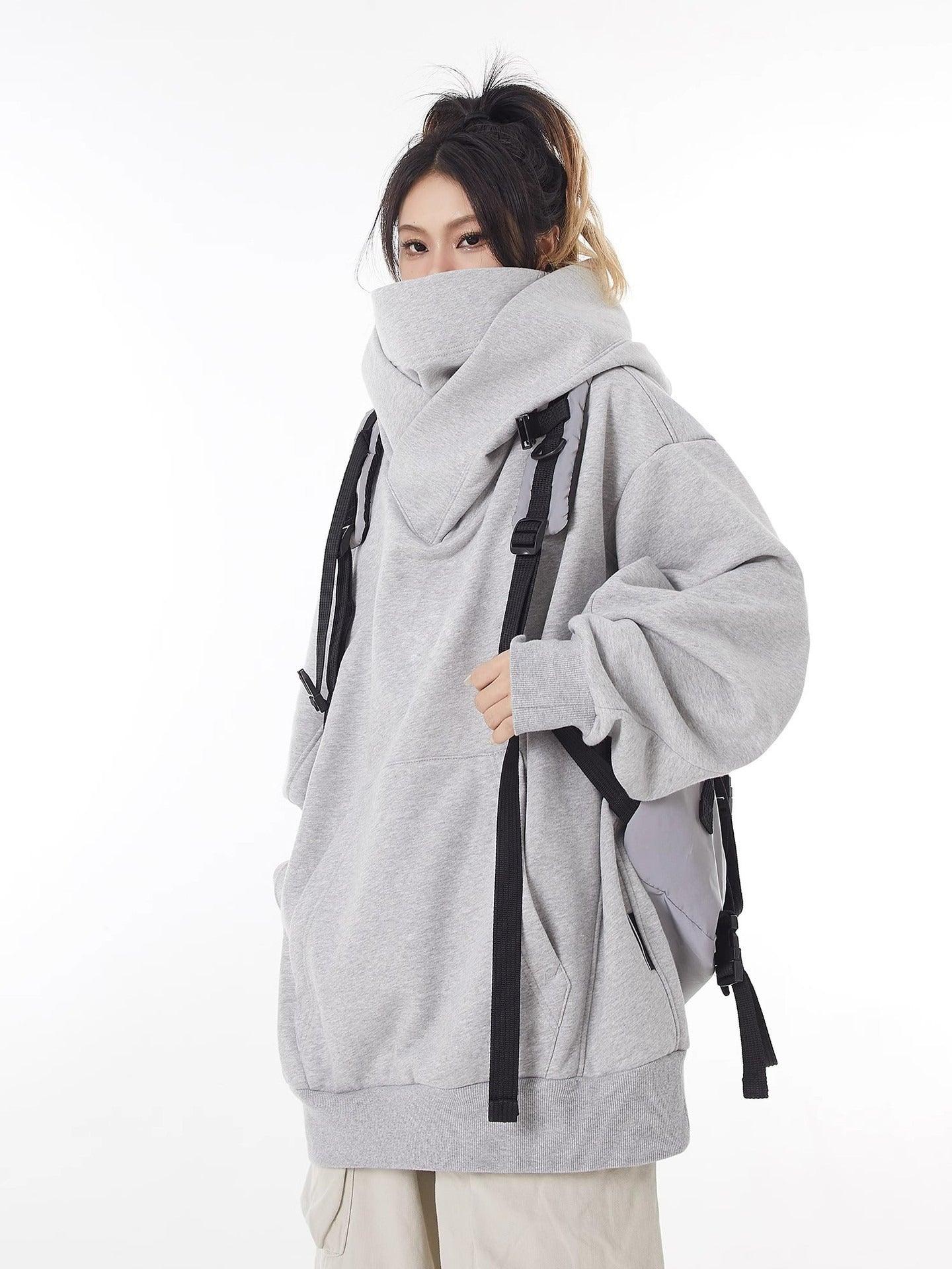 Loose High Collar Fleece Lined Hoodie - Urban Pulse