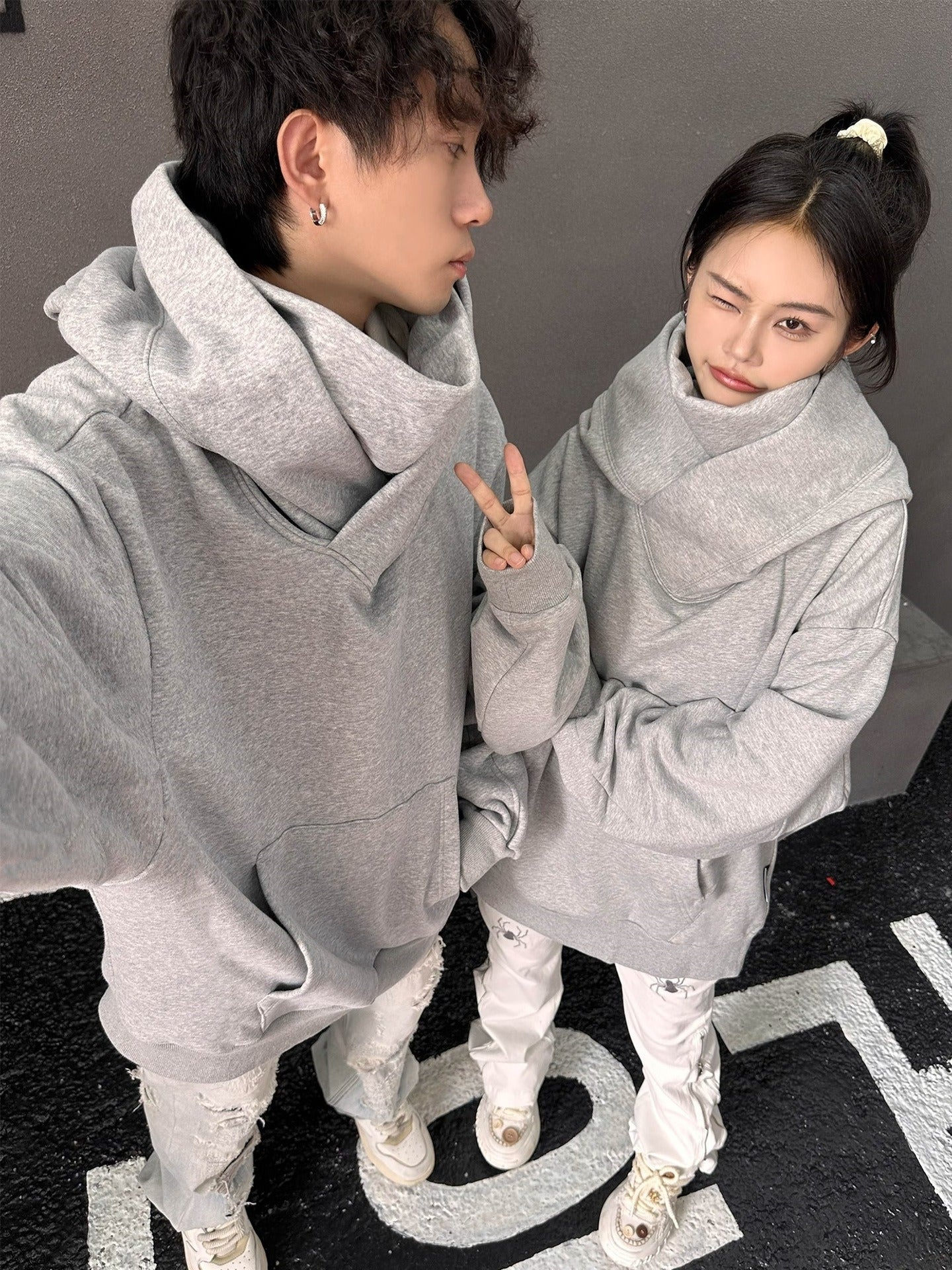 Loose High Collar Fleece Lined Hoodie - Urban Pulse