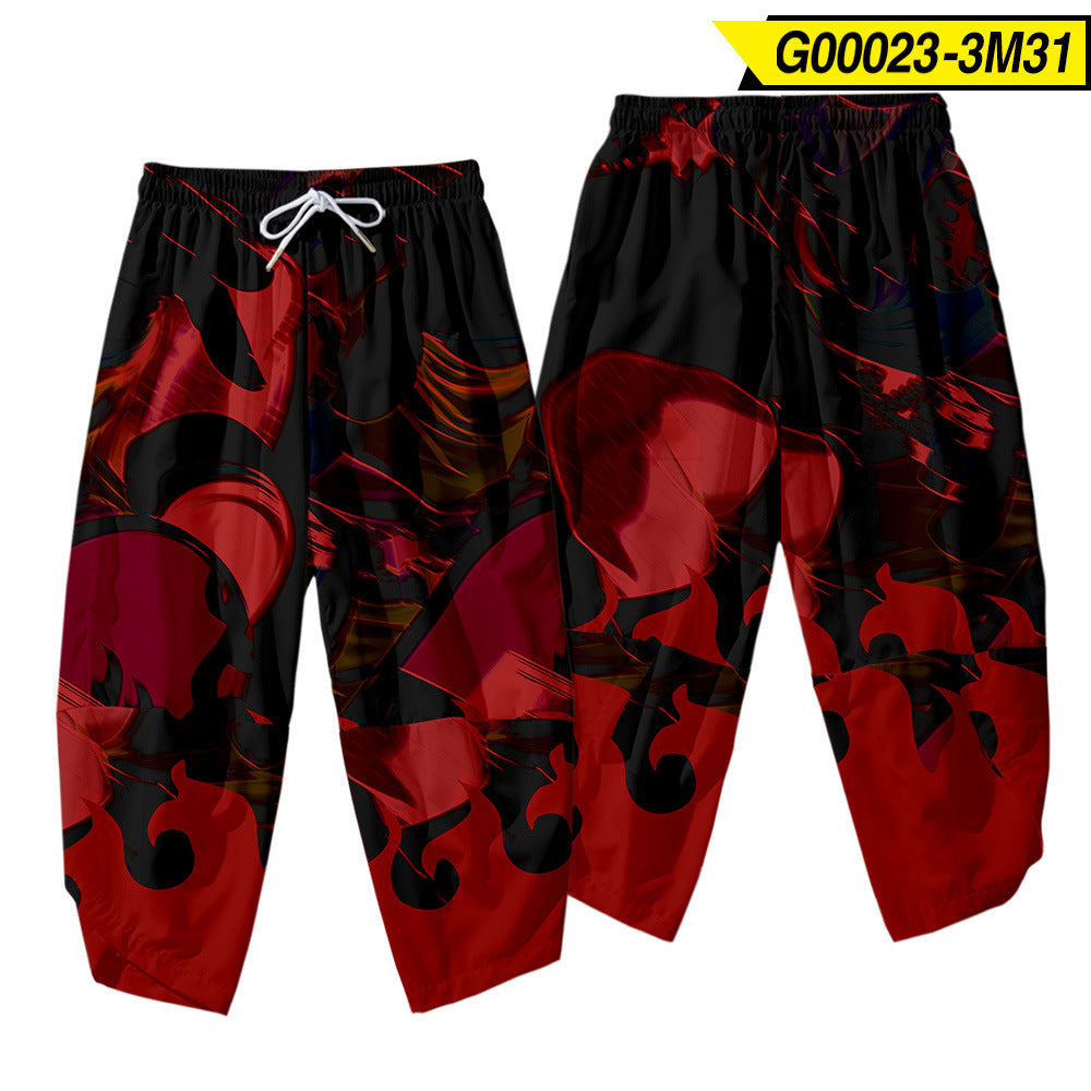 Men's 3D Digital Print Casual Cropped Pants - Urban Pulse Life