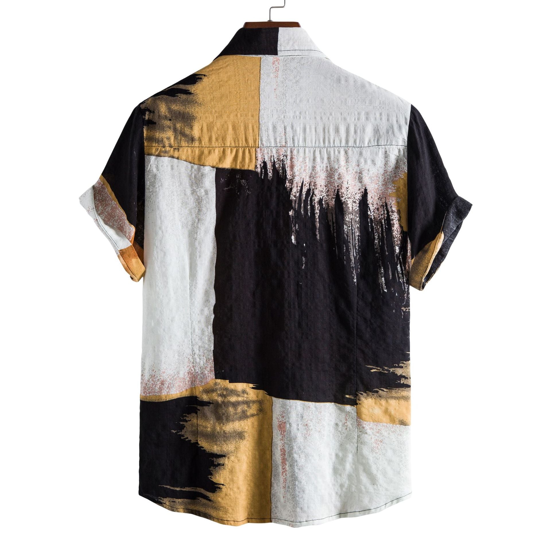 Men's Floral Color Block Short-Sleeve Beach Shirt - Urban Pulse Life
