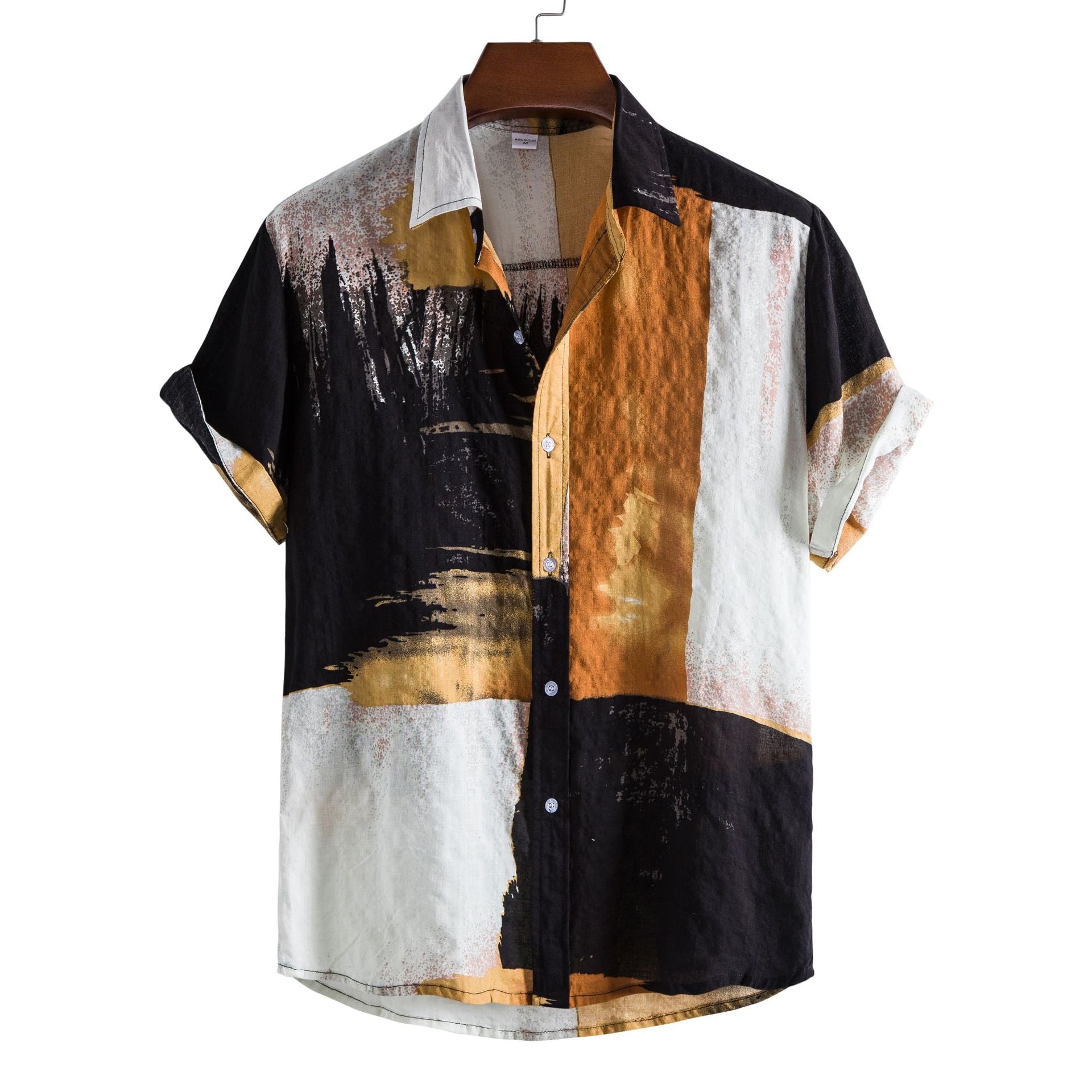 Men's Floral Color Block Short-Sleeve Beach Shirt - Urban Pulse Life