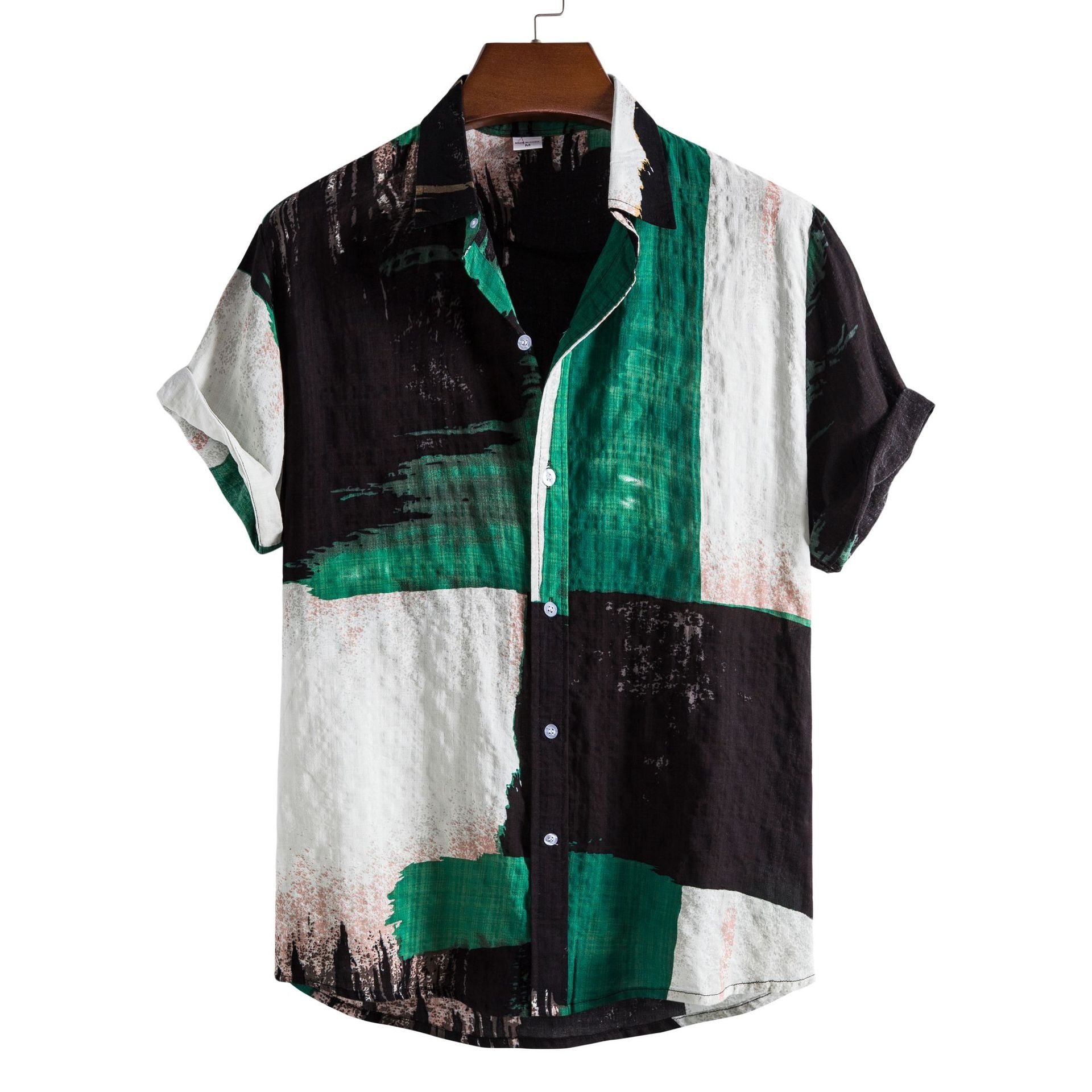Men's Floral Color Block Short-Sleeve Beach Shirt - Urban Pulse Life
