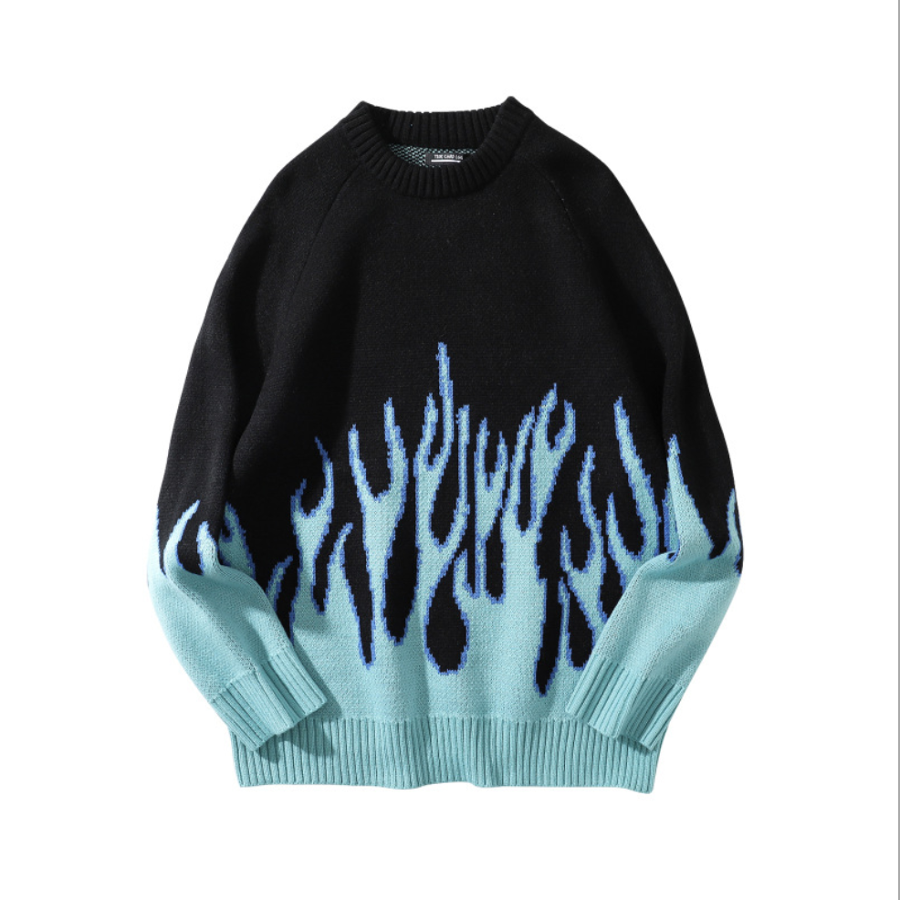 Oversized Hip Hop Embroidered Sweater for Couples - Urban Pulse Life