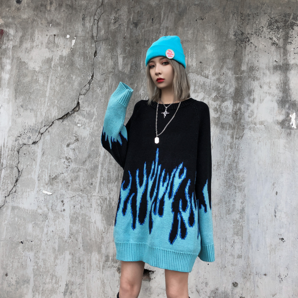 Oversized Hip Hop Embroidered Sweater for Couples - Urban Pulse Life