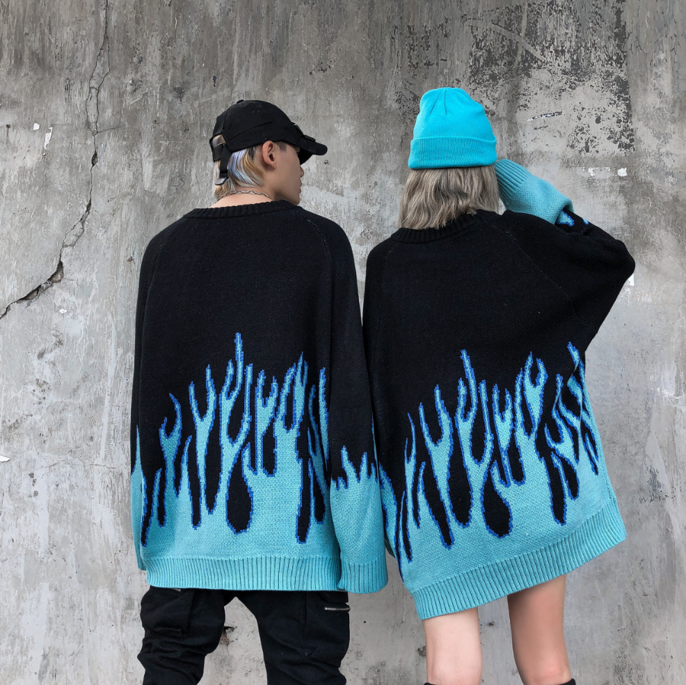 Oversized Hip Hop Embroidered Sweater for Couples - Urban Pulse Life