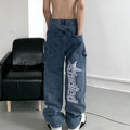 Retro Hip-Hop Embroidered Y2K Wide Leg Jeans for Couples - Urban Pulse Life