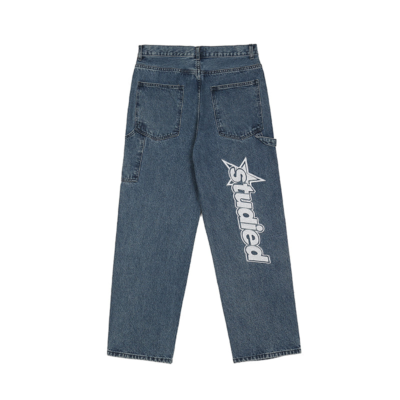 Retro Hip-Hop Embroidered Y2K Wide Leg Jeans for Couples - Urban Pulse Life