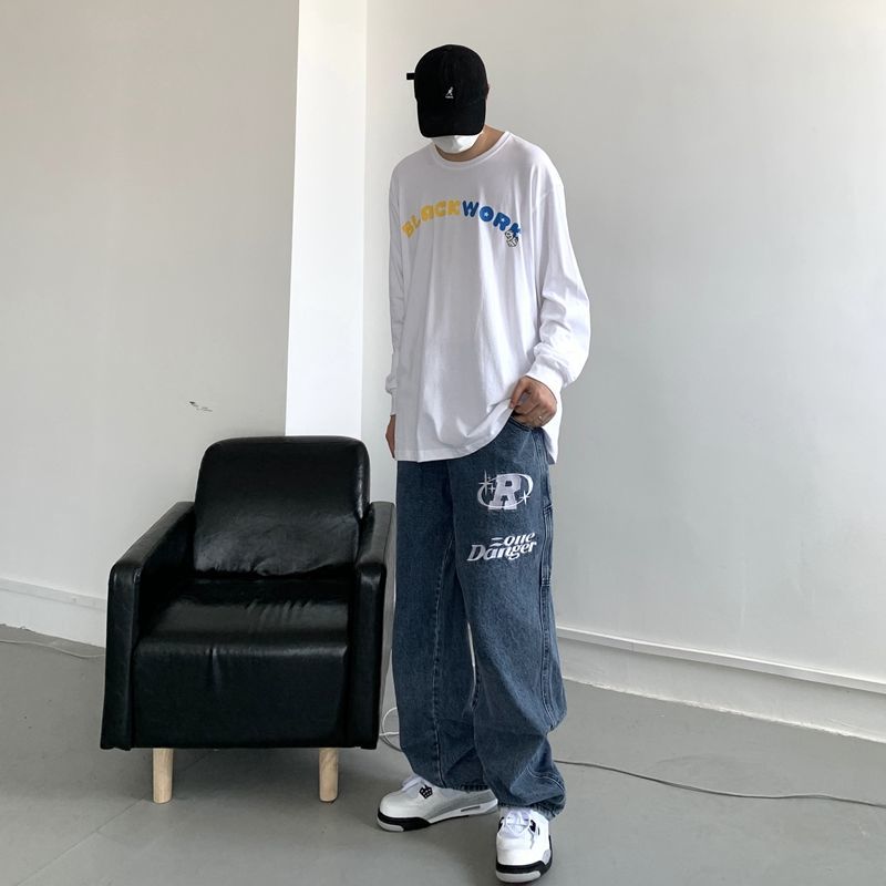 Retro Hip-Hop Embroidered Y2K Wide Leg Jeans for Couples - Urban Pulse Life