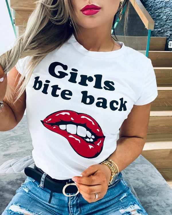 Summer Women's Graphic Lip Print T-Shirt (Round Neck) - Urban Pulse Life