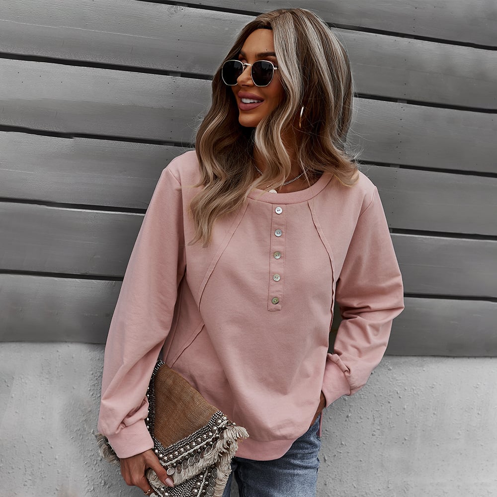 Trendy Women's Long-Sleeved Round Neck Pullover Sweater - Urban Pulse