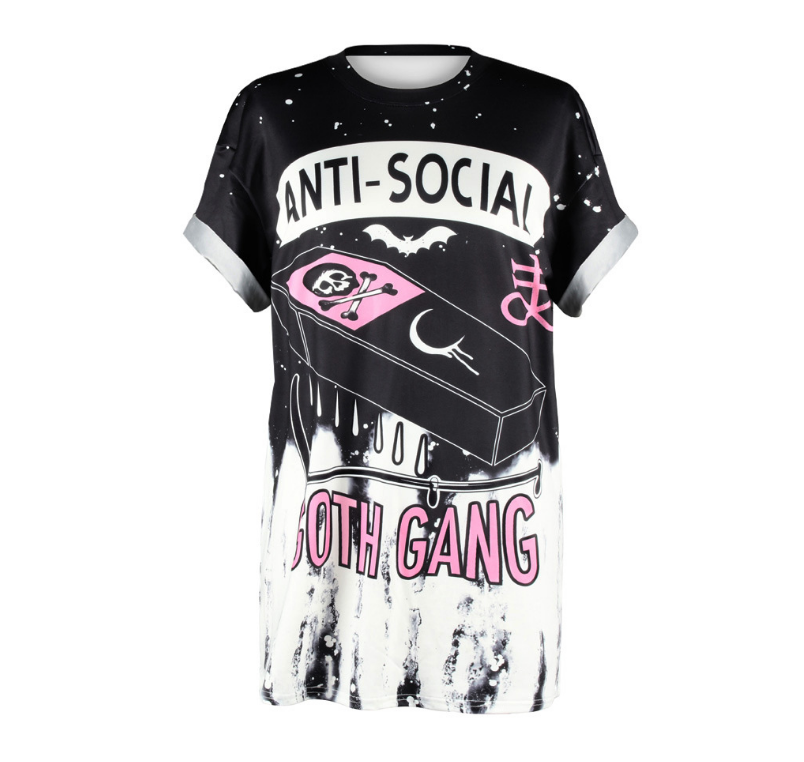 Vampire Graphic Print T-Shirt, Round Neck Short Sleeve - Urban Pulse Life