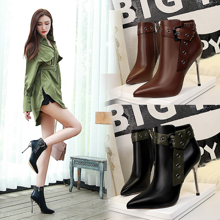 Vintage Knight Boots, Ankle Boots, Stiletto Heels