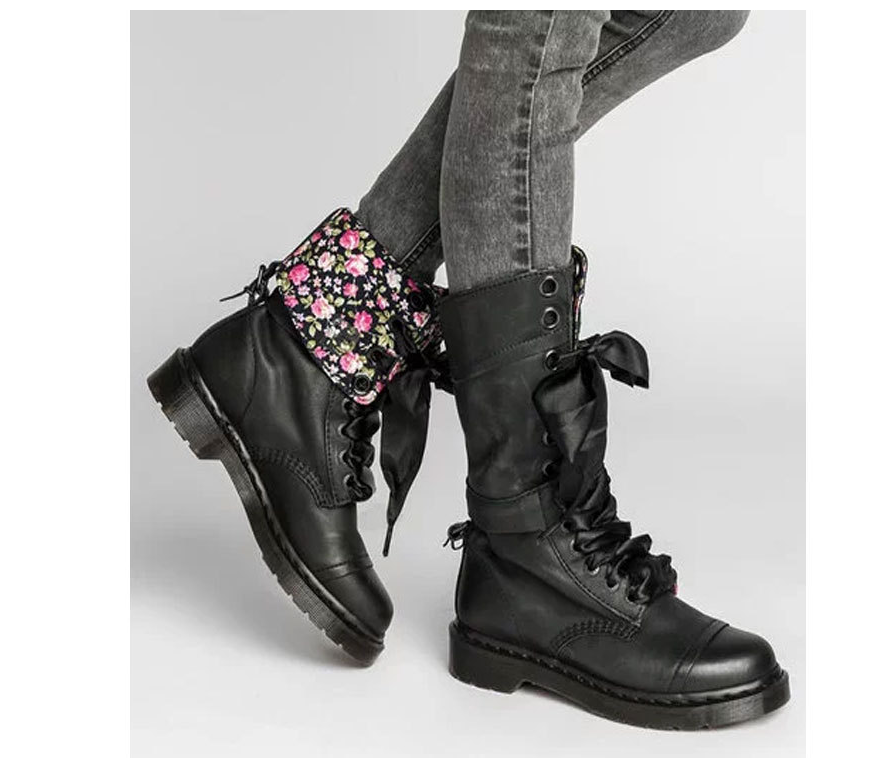 Mid-Calf Boots with Cross Straps, Martin Boots
